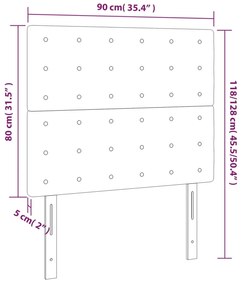 Cabeceira de cama c/ LED veludo 90x5x118/128 cm cinza-escuro