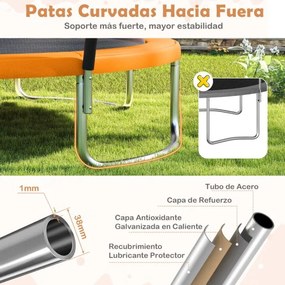 Trampolim exterior Ø305 cm com escada redondo com rede de segurança, cobertura de borda e estrutura metálica Multicolor