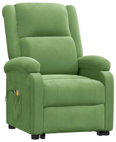 Poltrona elevatória de massagens veludo verde-claro