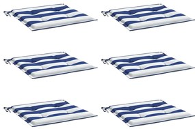 Almofadões p/ cadeira 6pcs 40x40x4 cm tecido riscas azul/branco