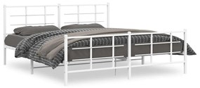 vidaXL Estrutura de cama com cabeceira e pés 183x213 cm metal branco