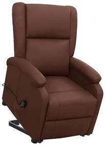 Poltrona elevatória couro artificial castanho