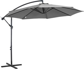 Outsunny Guarda Sol de Jardim Ø295x245 cm Chapéu de Sol Excêntrico Inclinável com Manivela Base Cruzada Suporte de Aço Cinza | Aosom Portugal