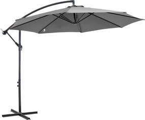 Outsunny Guarda sol de Jardim Ø295x245cm Chapéu de Sol Excêntrico Inclinável com Manivela Base Cruzada Suporte de Aço Cinza | Aosom Portugal