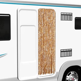 vidaXL Cortina anti-insetos 56x200 cm chenille ocre e branco