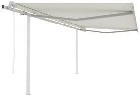 Toldo retrátil automático com postes 4x3,5 m cor creme