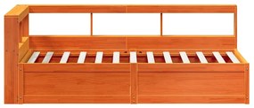 Cama com estante sem colchão 90x200cm pinho maciço castanho-mel