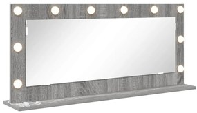 Espelho de Maquilhagem com Luzes LED Cinza Sonoma 100x45x18 cm