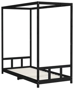 Estrutura de cama infantil 90x200 cm pinho maciço preto