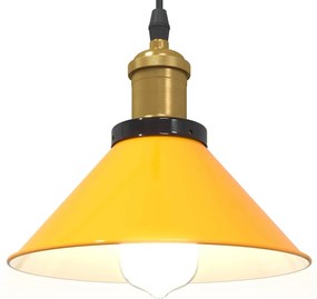 Candeeiro suspenso regulável altura E27 amarelo brilhante Ø22cm