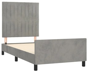 Estrutura de cama sem colchão 80x200 cm veludo cinzento-claro