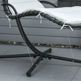 Espreguiçadeira Suspensa com Guarda Sol - Creme - Design Moderno