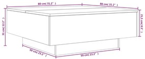 Mesa de centro 80x80x31 cm contraplacado cinzento sonoma