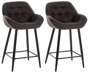 Conjunto de 2 bancos de bar Gibson em tecido e com estrutura preta 54 x 103 x 57,5 cm Castanho