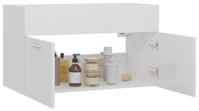 Armário lavatório 80x38,5x46 cm contraplacado branco brilhante