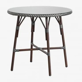 Mesa De Jantar Redonda Em Alumínio E Rattan Sintético (ø80 Cm) Brielle Bistro Cinza Grafito - Sklum