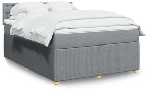 vidaXL Cama com molas/colchão 140x200 cm tecido cinzento-claro