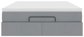 Estrutura cama otomana colchão 140x200cm tecido cinzento claro