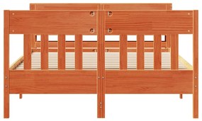 Cama sem colchão 140x200 cm madeira pinho maciça castanho-mel