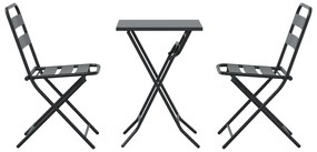 Conjunto Bistro Dobrável de 3 Peças Aço Antracite