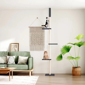 vidaXL Árvore gatos altura ajust. chão-teto 267,5-297,5cm cinza-escuro