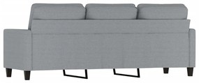 Sofá de 3 lugares 180 cm tecido cinza-claro