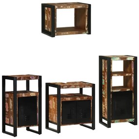 vidaXL Conjunto de Móveis para Banheiro com prateleira com armazenamento com porta 4 pcs