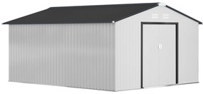 Abrigo de Jardim Toulouse – 12,4 m² – 340x386x200 cm – Branco e Cinza