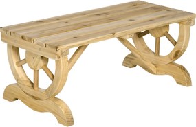 Outsunny Banco de Jardim 2 Lugares com Design em Roda, Banco Exterior em Ripas de Madeira de Abeto, Banco para Terraço, Pátio e Quintal, 98x50x39.5 cm, Cor Madeira | Aosom Portugal
