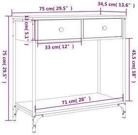 Mesa consola 75x34,5x75 cm derivados de madeira preto