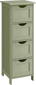 VASAGLE Badkamerkast, badkamerkast, zijkast com 4 cargas, 30 x 30 x 82 cm, para badkamer, woonkamer, eetkamer, keuken, moderno, lauriergroen LHC040C02