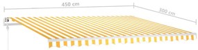 Toldo retrátil manual com postes 4,5x3 m amarelo e branco