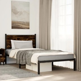 vidaXL Estrutura de cama sem colchão 100x190 cm metal carvalho fumado