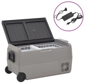 vidaXL Mala térmica c/ rodas e adaptador 36 L PP e PE preto/cinzento