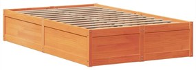 Cama sem colchão 120x200 cm madeira pinho maciça castanho-mel