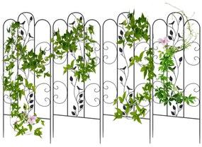 Outsunny Conjunto de 4 Treliças de Jardim Suportes para Trepadeiras de Aço para Plantas e Decoração Pátio Terraço 40x106 cm Preto