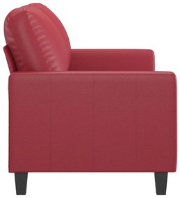 Sofá de 2 lugares 120 cm couro artificial vermelho tinto