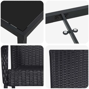 Conjunto de Jantar para Jardim 5 pcs Preto Rattan de PE