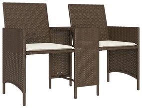 Sofá de jardim de 2 lugares com mesa e bancos vime PE castanho