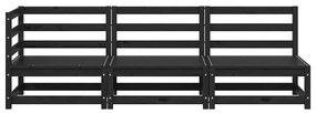 3 pcs conjunto lounge de jardim pinho maciço preto