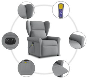 Poltrona de massagens reclinável elétrica tecido cinzento-claro