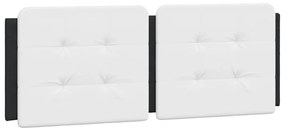 Estrutura cama c/ luzes LED 140x200cm couro artif. preto/branco
