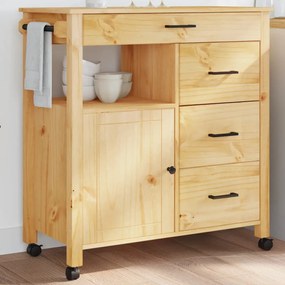 vidaXL Carrinho de cozinha MONZA 84x40x90 cm madeira de pinho maciça