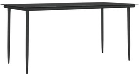 5 pcs conjunto de jantar p/ jardim c/ almofadões vime PE e aço
