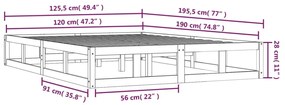 Estrutura cama pequena casal 120x190cm 4FT madeira castanho-mel