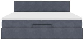 moldura de cama otomana vidaXL com colchão cinza escuro veludo