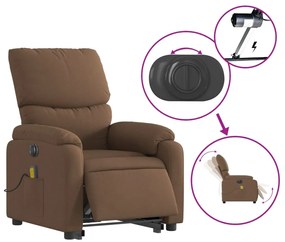 Poltrona elétrica elevatória massagens tecido castanho
