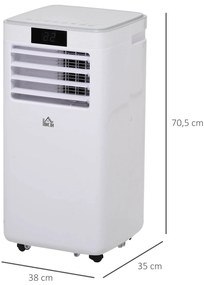 Ar condicionador portátil 4 em 1 ventilador refrigerador desumidificador 2 velocidades com tela LED com controle remoto silencioso 900W 38x35x70,5 cm Branco