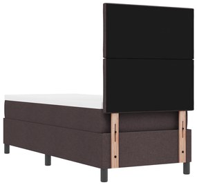 Cama Box Spring com Colchão Castanho Escuro 80x200 cm Tecido