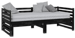 Estrutura sofá-cama de puxar 2x(90x200) cm pinho maciço preto